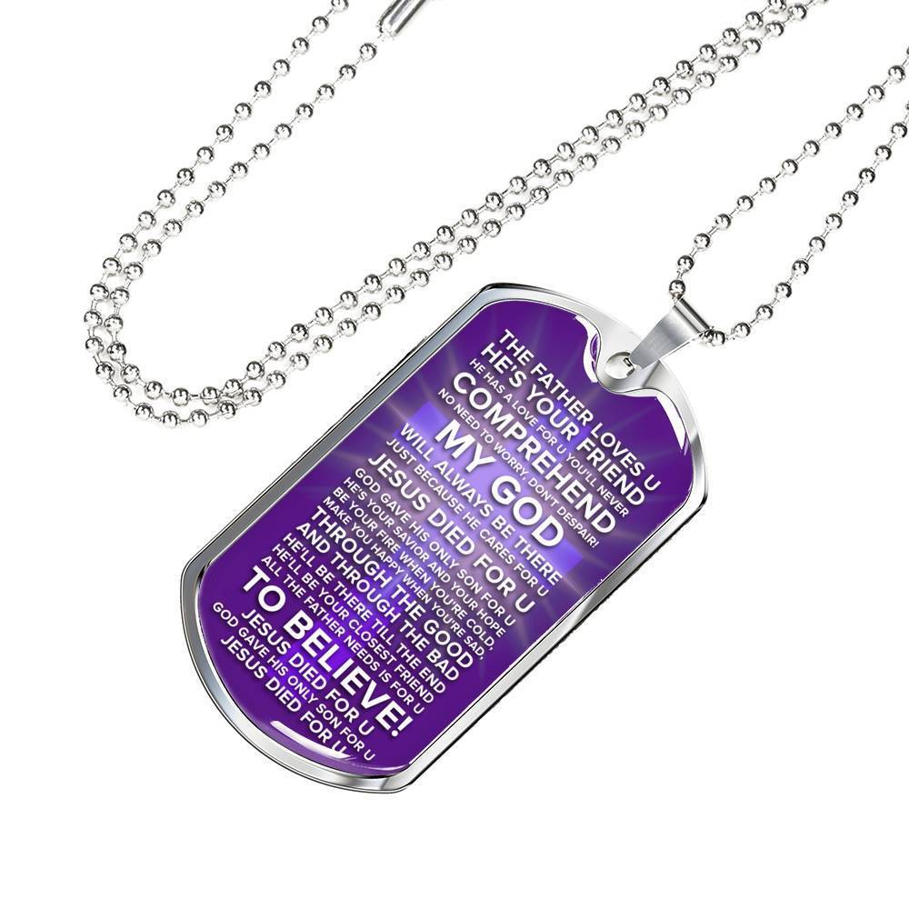Jesus Died For You Galatians Necklace Stainless Steel or 18k Gold Dog Tag 24" Chain-Express Your Love Gifts