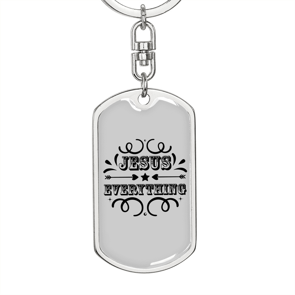 Jesus Everything Keychain Stainless Steel or 18k Gold Dog Tag Keyring-Express Your Love Gifts