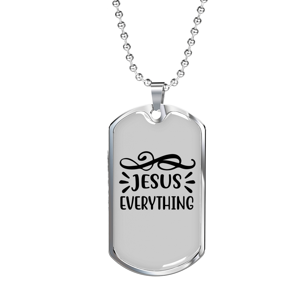 Jesus Everything Symbols Christian Necklace Stainless Steel or 18k Gold Dog Tag 24" Chain-Express Your Love Gifts