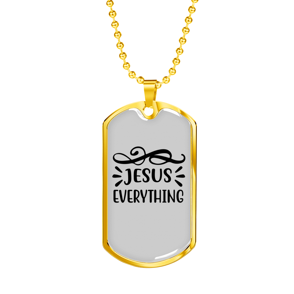 Jesus Everything Symbols Christian Necklace Stainless Steel or 18k Gold Dog Tag 24" Chain-Express Your Love Gifts