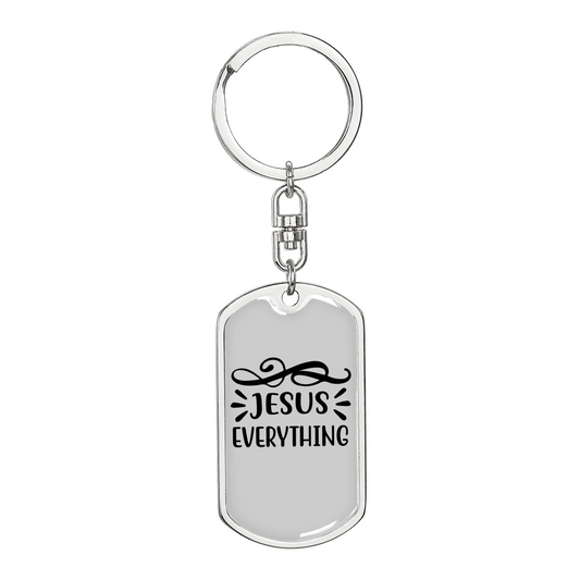 Jesus Everything Symbols Keychain Stainless Steel or 18k Gold Dog Tag Keyring-Express Your Love Gifts