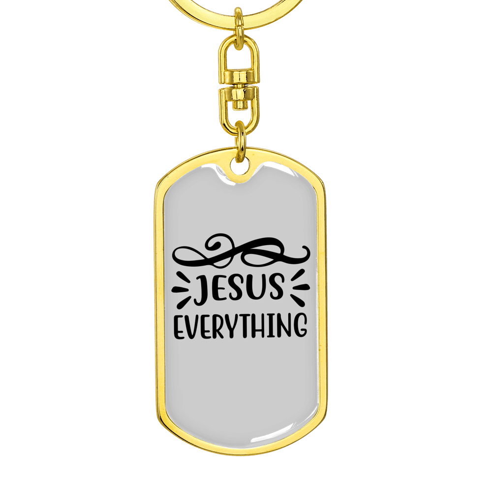 Jesus Everything Symbols Keychain Stainless Steel or 18k Gold Dog Tag Keyring-Express Your Love Gifts