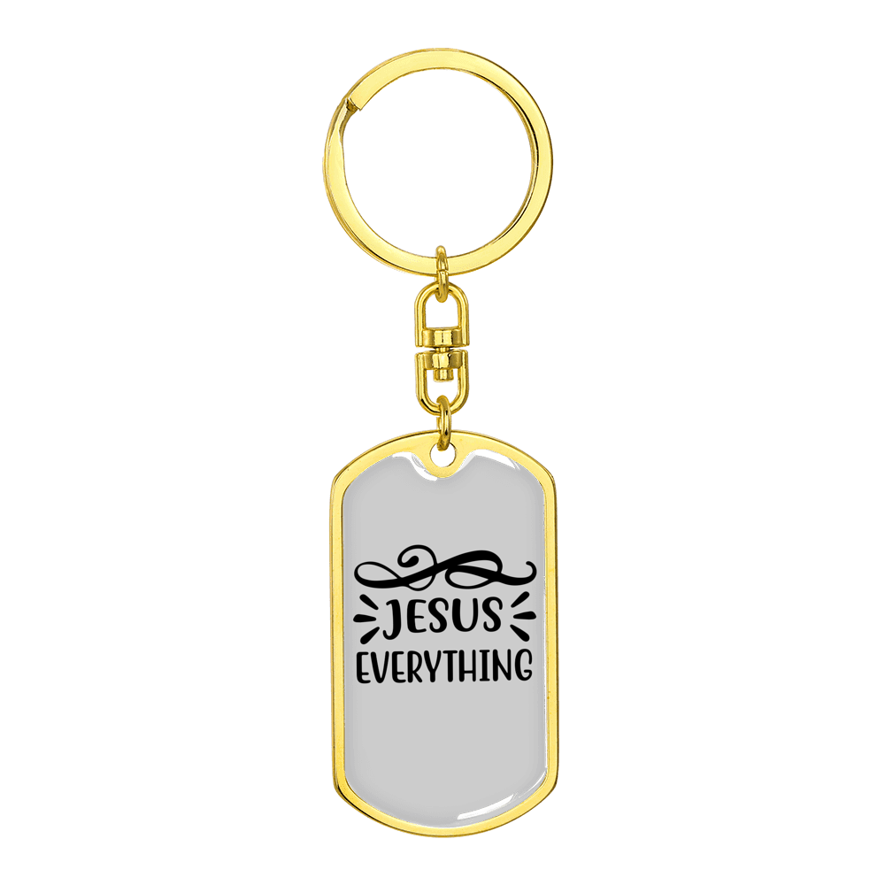 Jesus Everything Symbols Stainless Steel or 18k Gold Premium Swivel Dog Tag Keychain