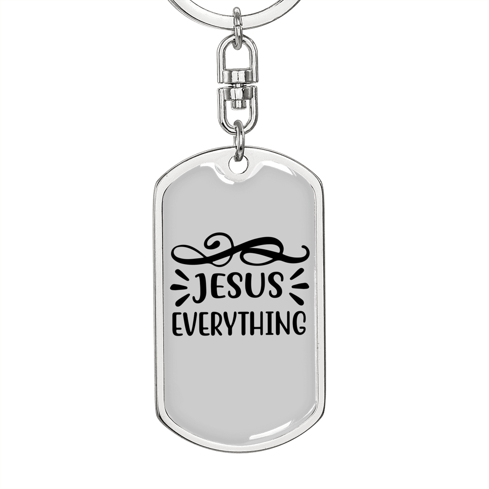 Jesus Everything Symbols Keychain Stainless Steel or 18k Gold Dog Tag Keyring-Express Your Love Gifts