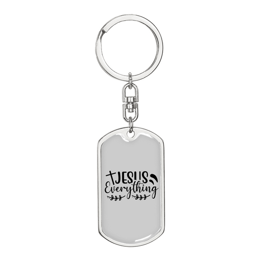 Jesus Everything With Symbols Keychain Stainless Steel or 18k Gold Dog Tag Keyring-Express Your Love Gifts