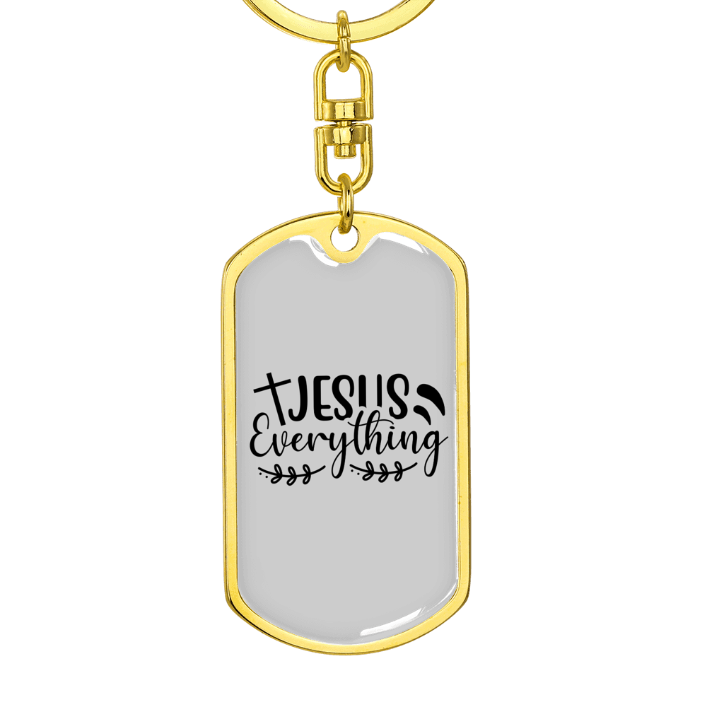 Jesus Everything With Symbols Keychain Stainless Steel or 18k Gold Dog Tag Keyring-Express Your Love Gifts