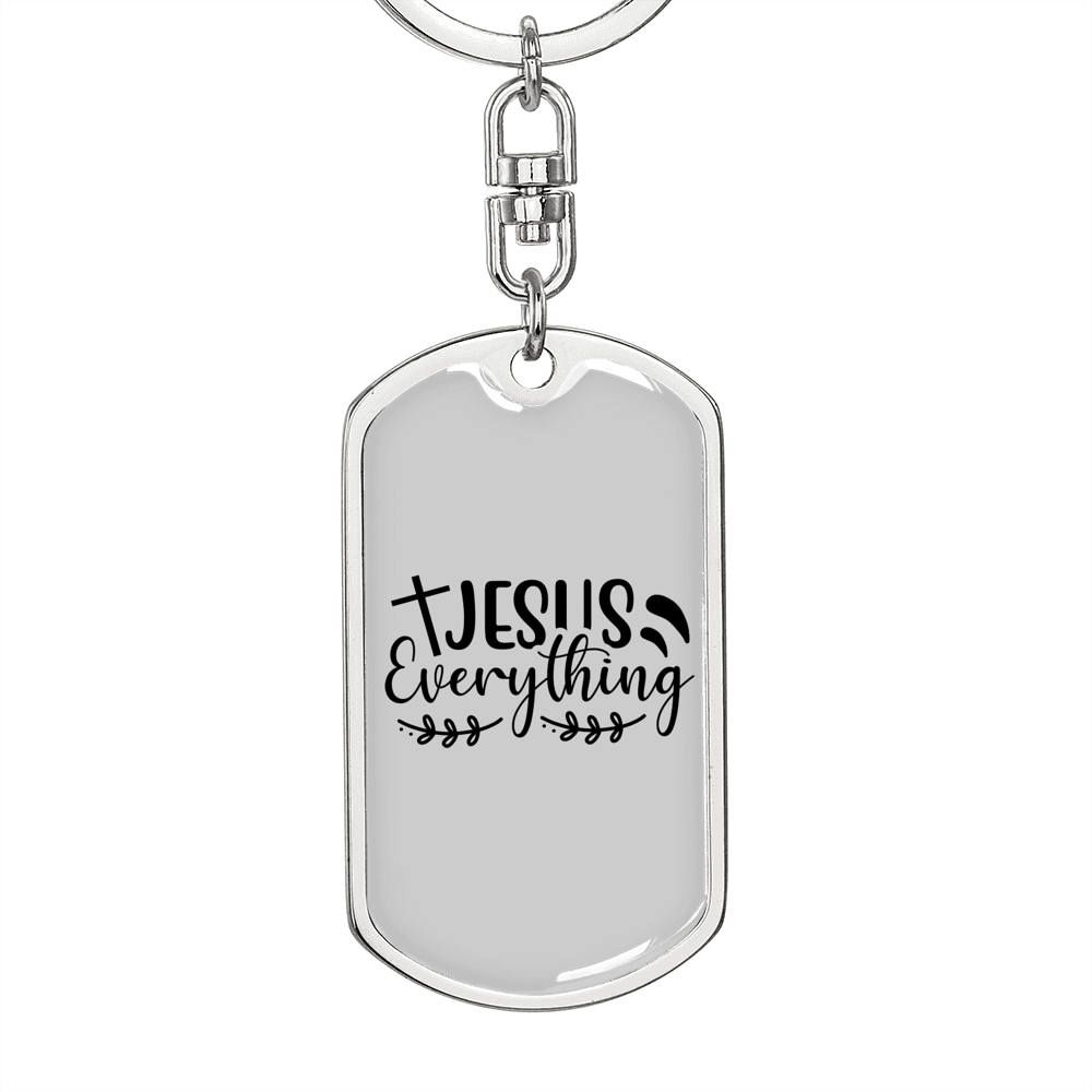 Jesus Everything With Symbols Keychain Stainless Steel or 18k Gold Dog Tag Keyring-Express Your Love Gifts
