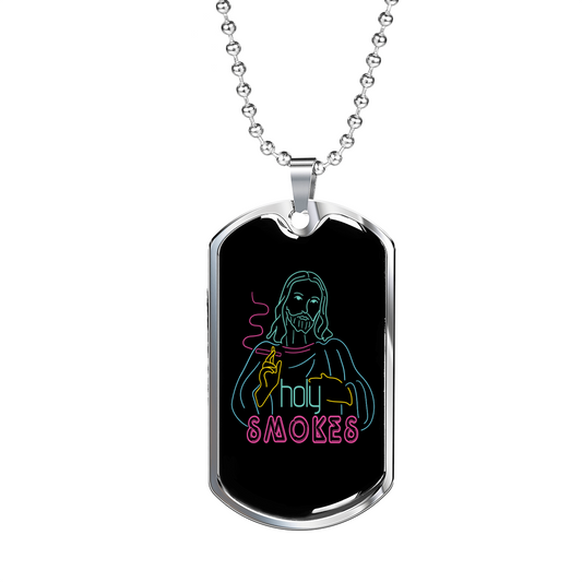 Jesus Holy Image Christian Necklace Stainless Steel or 18k Gold Dog Tag 24" Chain-Express Your Love Gifts