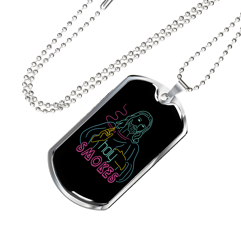 Jesus Holy Image Christian Necklace Stainless Steel or 18k Gold Dog Tag 24" Chain-Express Your Love Gifts