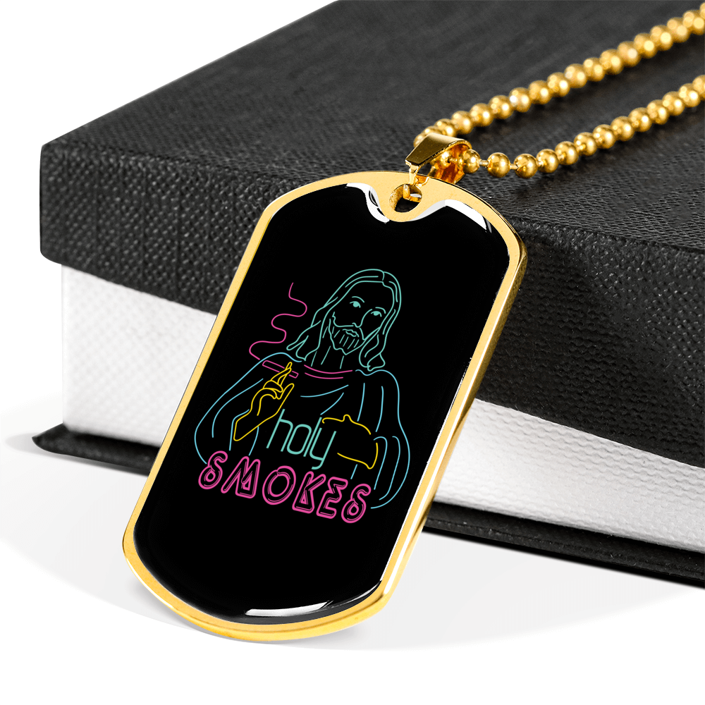 Jesus Holy Image Christian Necklace Stainless Steel or 18k Gold Dog Tag 24" Chain-Express Your Love Gifts
