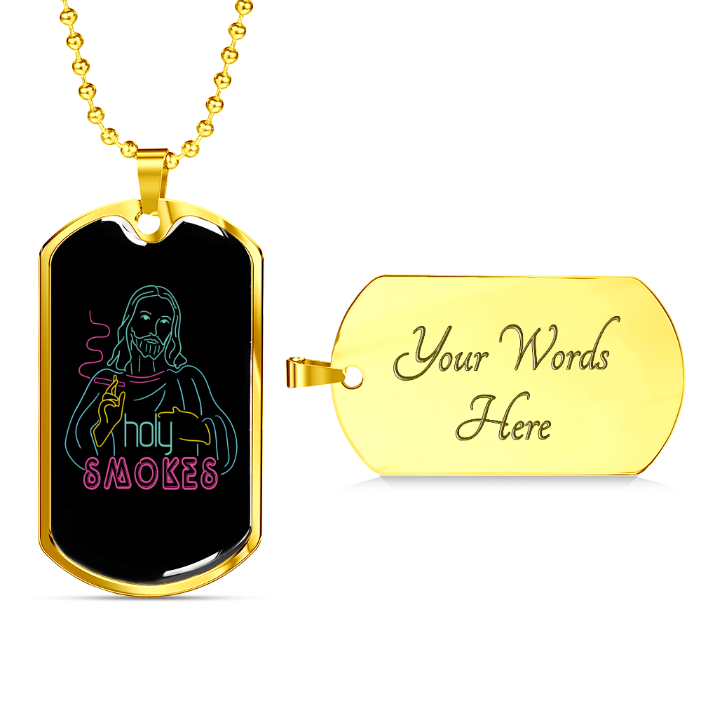 Jesus Holy Image Christian Necklace Stainless Steel or 18k Gold Dog Tag 24" Chain-Express Your Love Gifts
