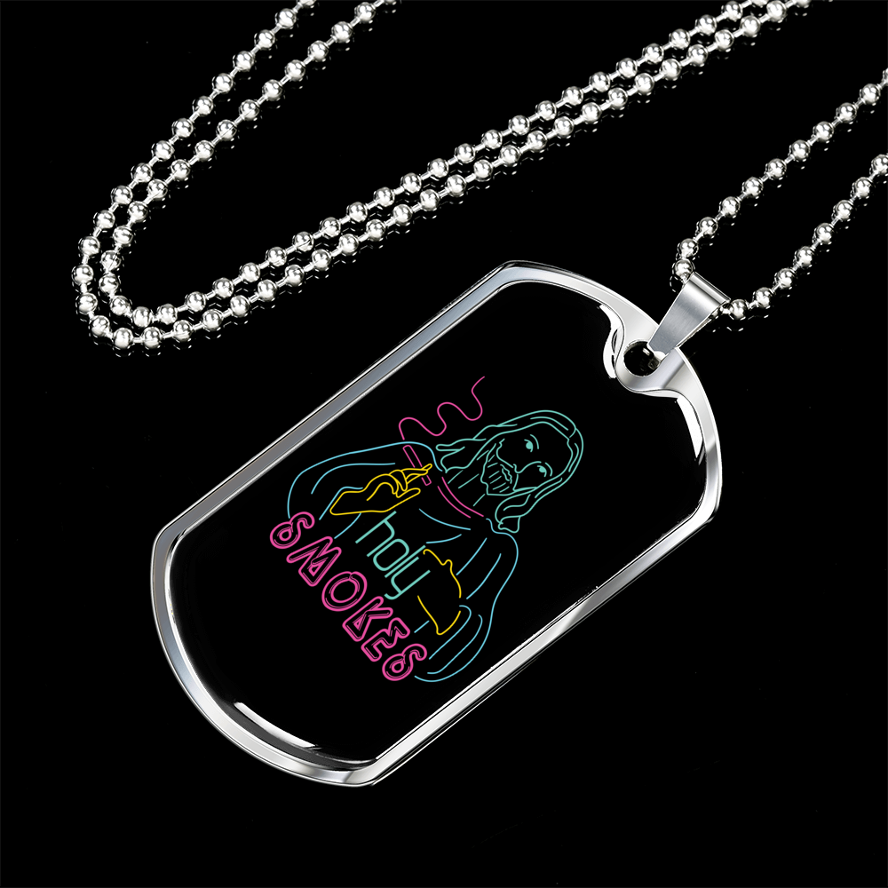 Jesus Holy Image Christian Necklace Stainless Steel or 18k Gold Dog Tag 24" Chain-Express Your Love Gifts