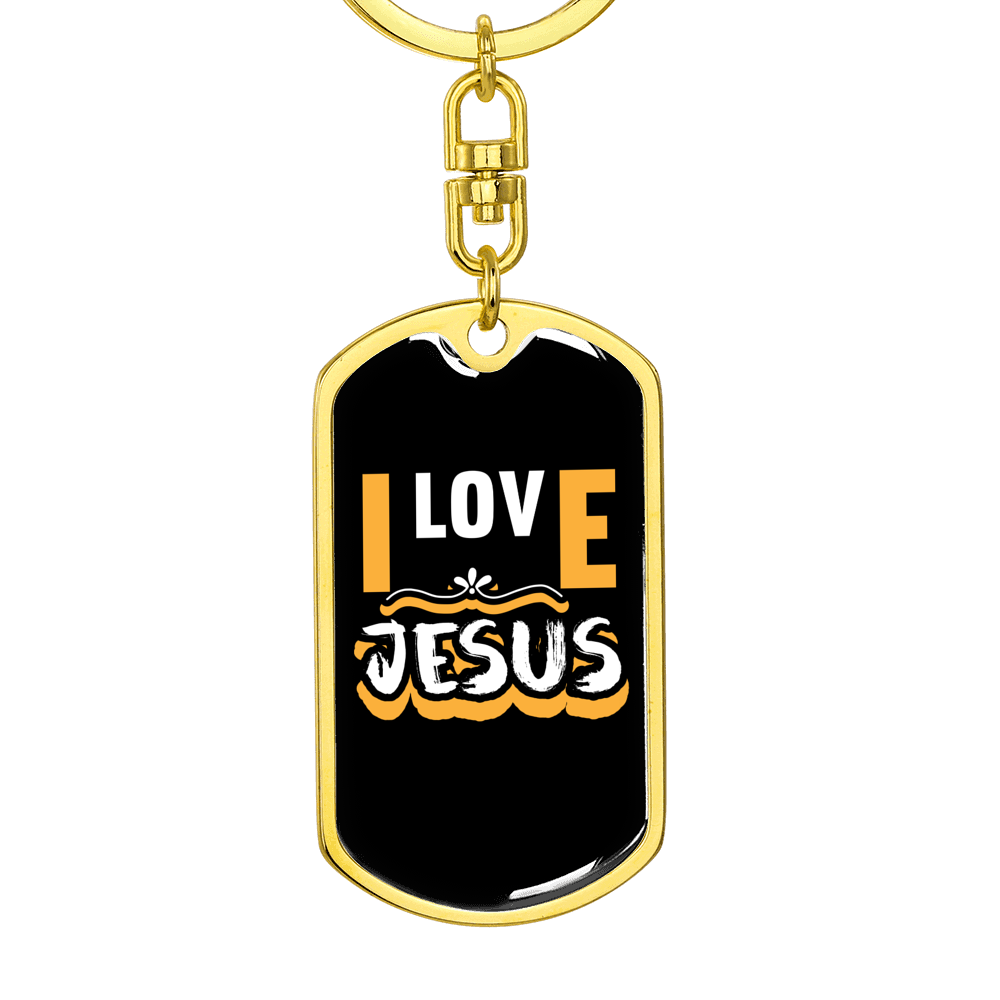 Jesus I Love Keychain Stainless Steel or 18k Gold Dog Tag Keyring-Express Your Love Gifts