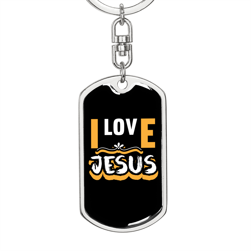 Jesus I Love Keychain Stainless Steel or 18k Gold Dog Tag Keyring-Express Your Love Gifts