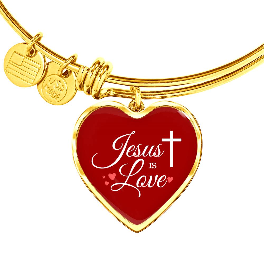 Jesus Is Love Heart Bangle Stainless Steel or 18k Gold 18-22"-Express Your Love Gifts