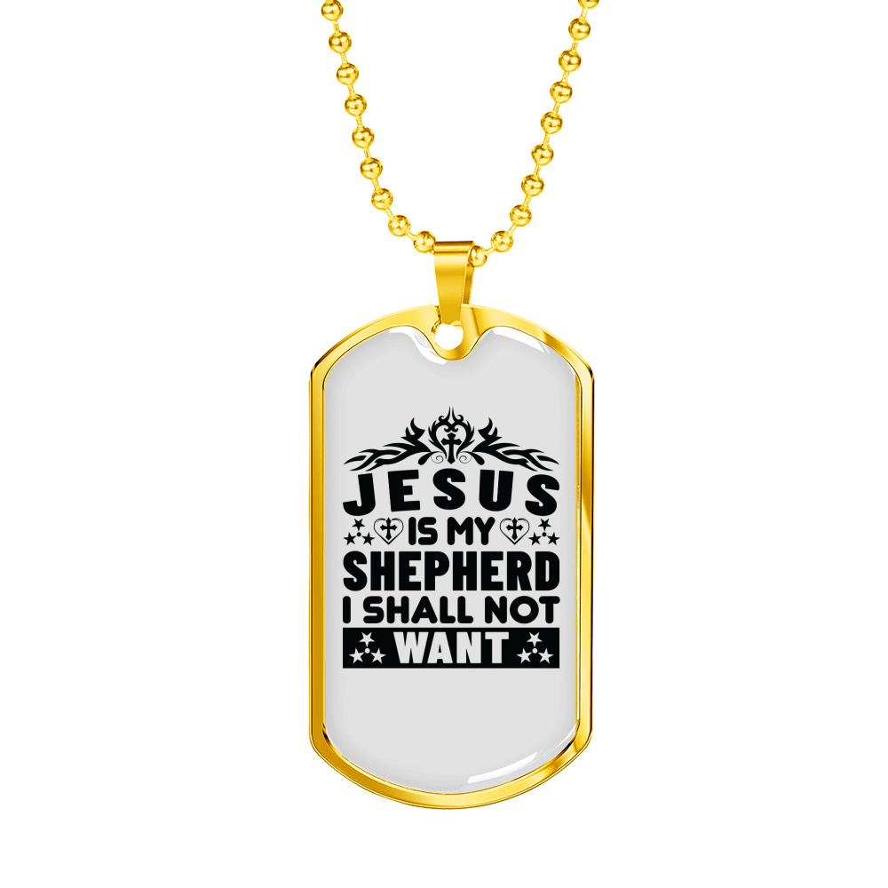 Jesus Is My Shepherd Christian Necklace Stainless Steel or 18k Gold Dog Tag 24" Chain-Express Your Love Gifts