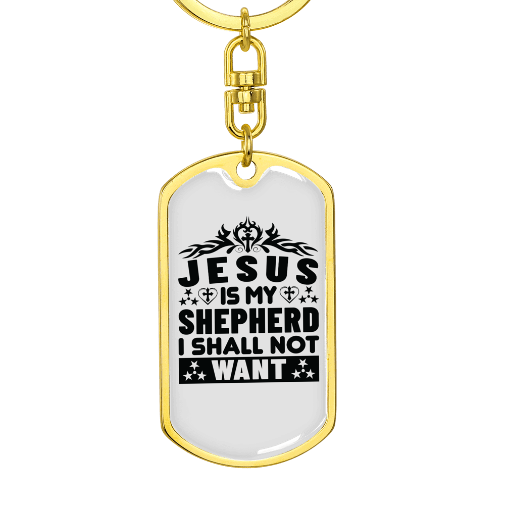 Jesus Is My Shepherd Keychain Stainless Steel or 18k Gold Dog Tag Keyring-Express Your Love Gifts