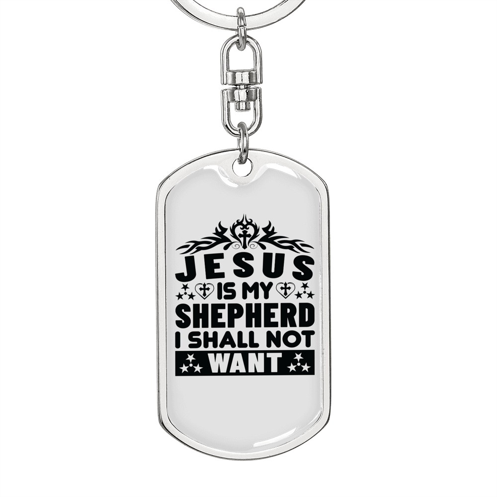 Jesus Is My Shepherd Keychain Stainless Steel or 18k Gold Dog Tag Keyring-Express Your Love Gifts