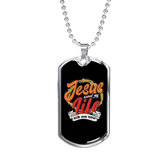 Jesus Life Christian Necklace Stainless Steel or 18k Gold Dog Tag 24" Chain-Express Your Love Gifts