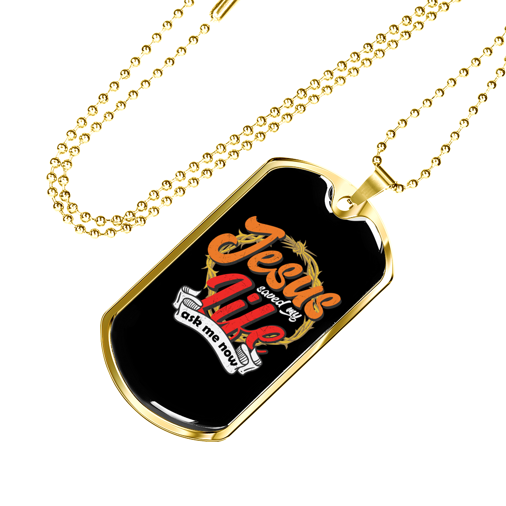 Jesus Life Christian Necklace Stainless Steel or 18k Gold Dog Tag 24" Chain-Express Your Love Gifts