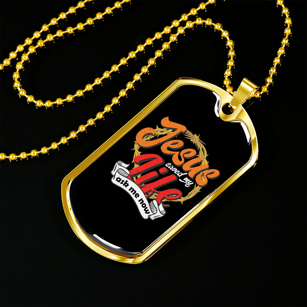 Jesus Life Christian Necklace Stainless Steel or 18k Gold Dog Tag 24" Chain-Express Your Love Gifts