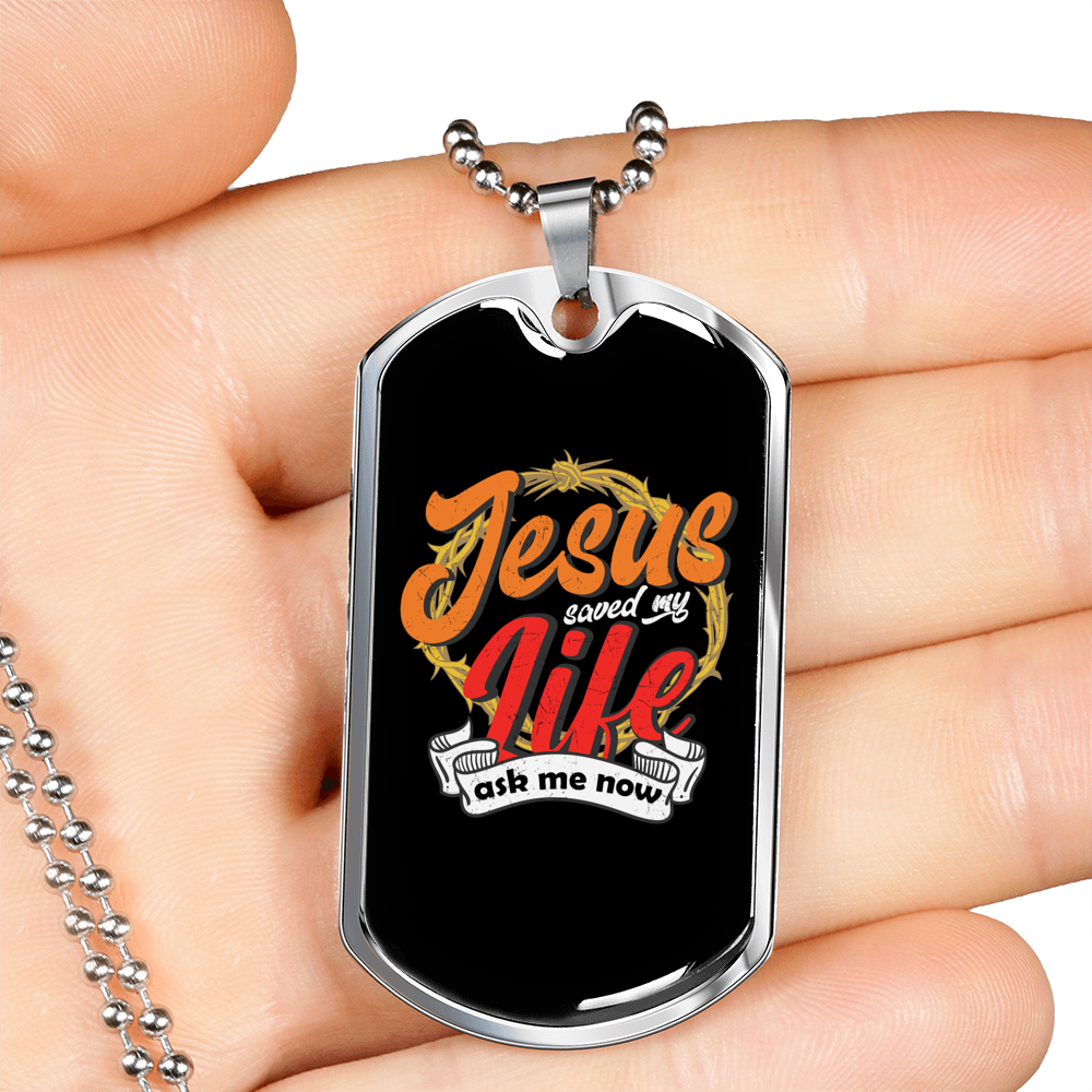 Jesus Life Christian Necklace Stainless Steel or 18k Gold Dog Tag 24" Chain-Express Your Love Gifts