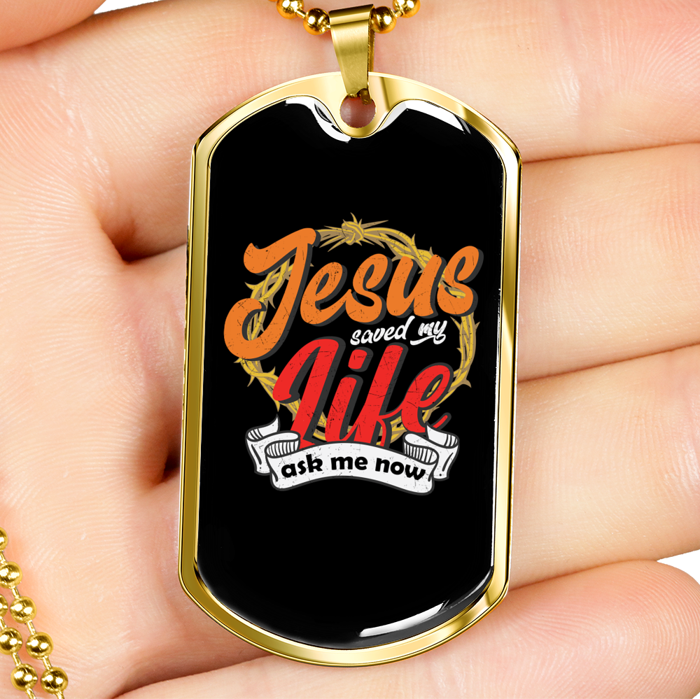 Jesus Life Christian Necklace Stainless Steel or 18k Gold Dog Tag 24" Chain-Express Your Love Gifts