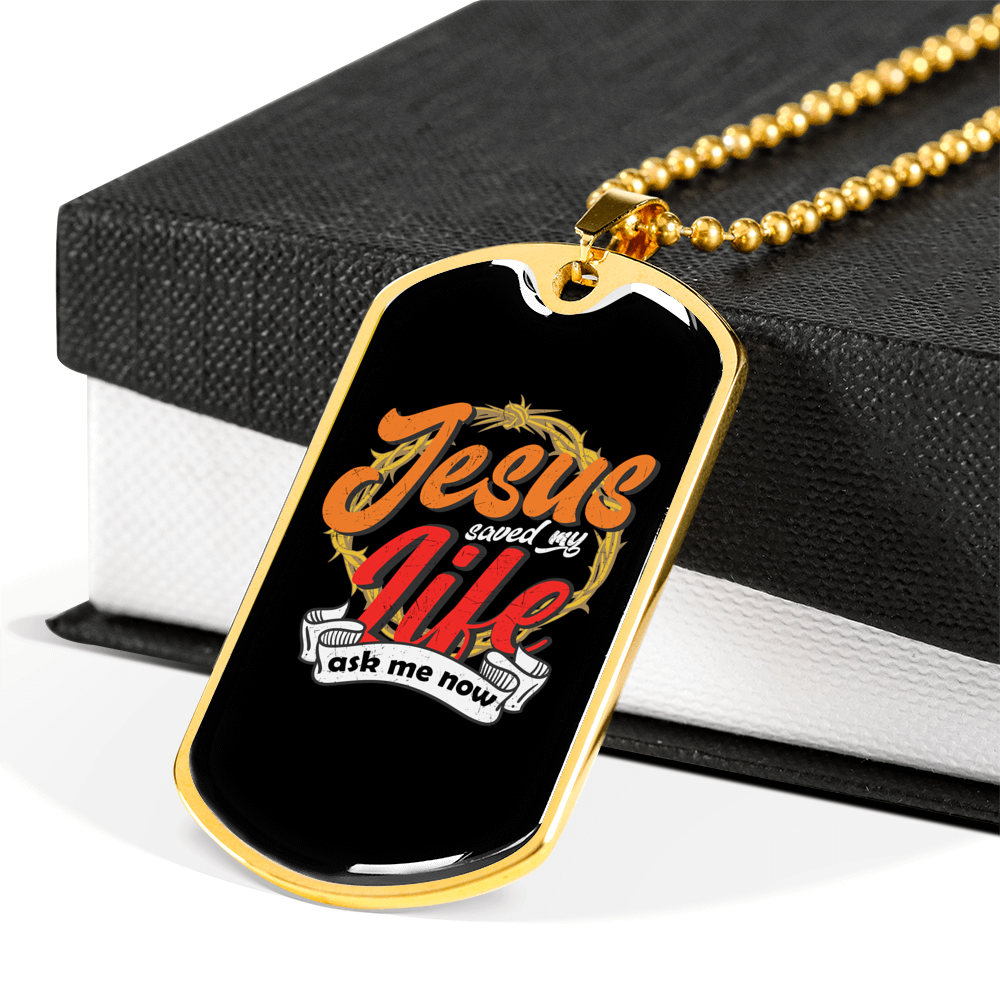 Jesus Life Christian Necklace Stainless Steel or 18k Gold Dog Tag 24" Chain-Express Your Love Gifts