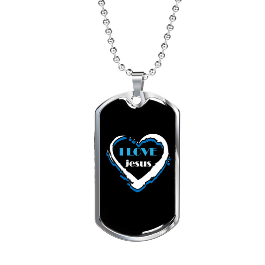 Jesus Love Christian Necklace Stainless Steel or 18k Gold Dog Tag 24" Chain-Express Your Love Gifts