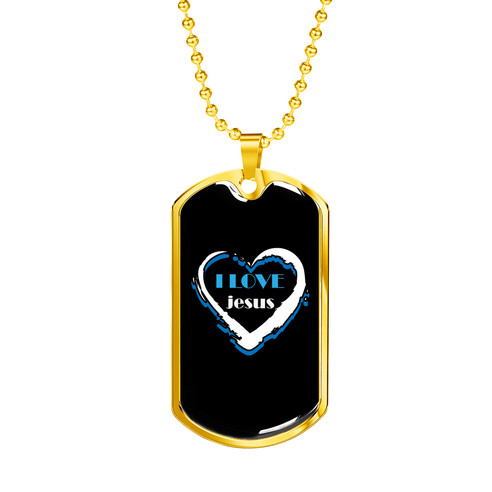Jesus Love Christian Necklace Stainless Steel or 18k Gold Dog Tag 24" Chain-Express Your Love Gifts