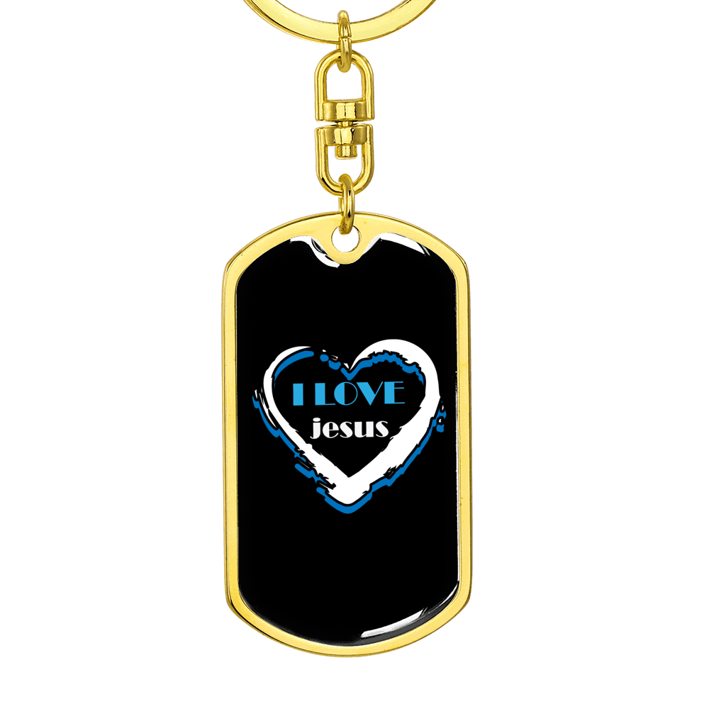 Jesus Love Keychain Stainless Steel or 18k Gold Dog Tag Keyring-Express Your Love Gifts
