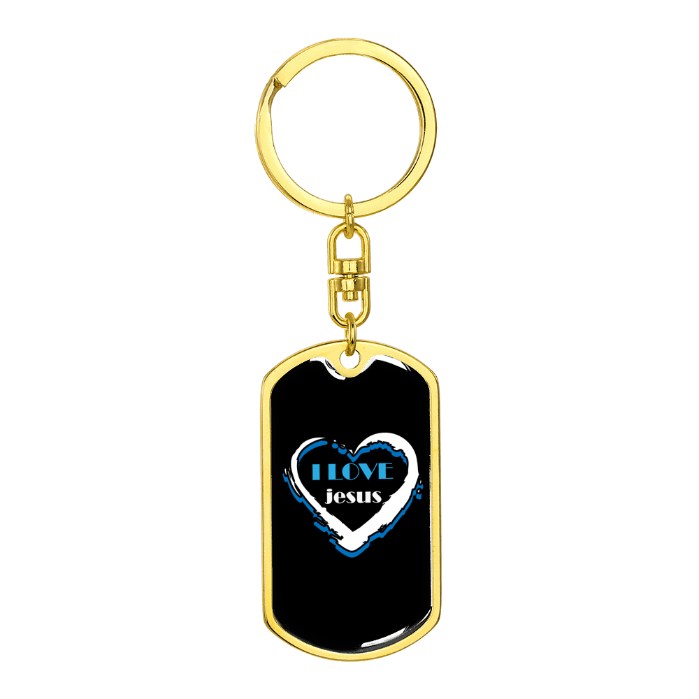 Jesus Love Stainless Steel or 18k Gold Premium Swivel Dog Tag Keychain