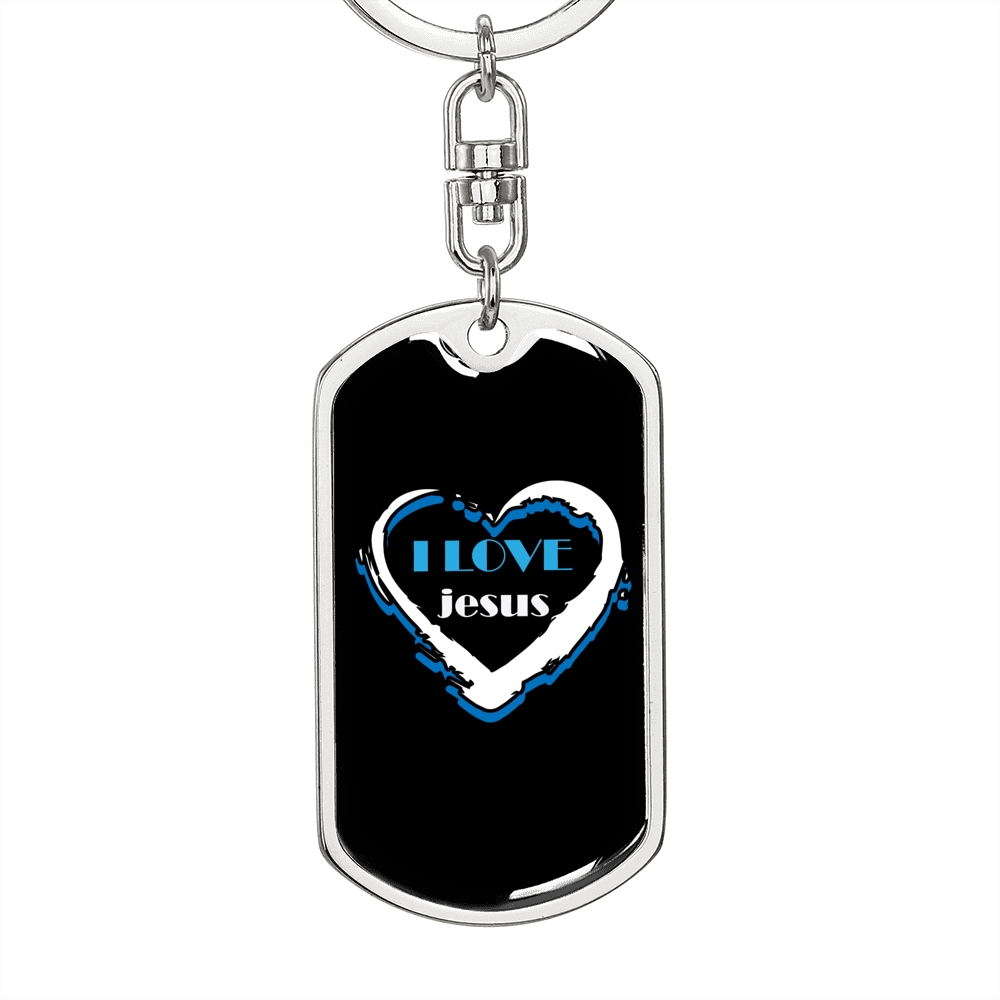 Jesus Love Keychain Stainless Steel or 18k Gold Dog Tag Keyring-Express Your Love Gifts