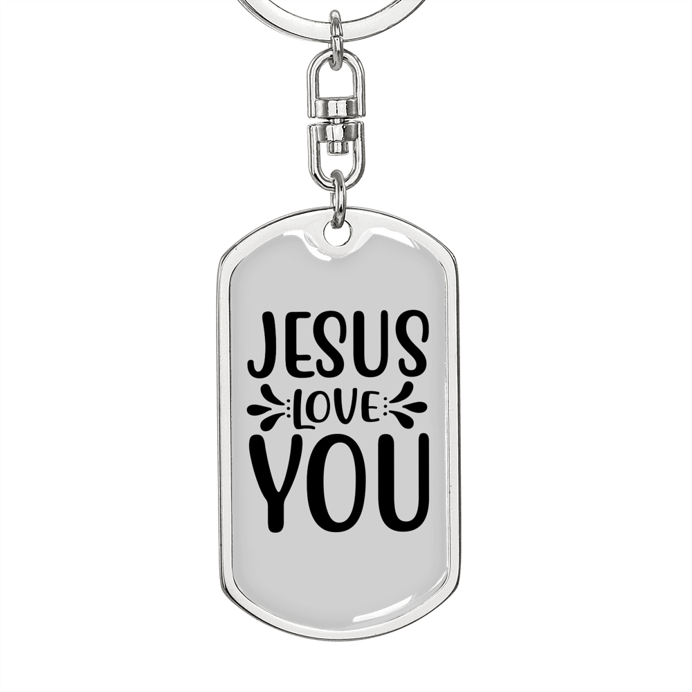 Jesus Love You Plain Keychain Stainless Steel or 18k Gold Dog Tag Keyring-Express Your Love Gifts