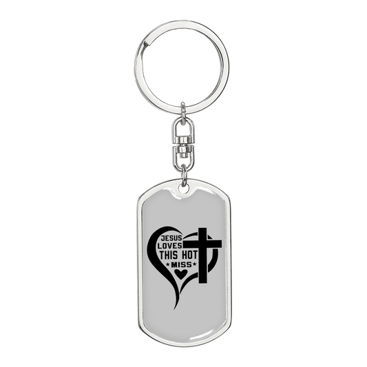 Jesus Loves This Keychain Stainless Steel or 18k Gold Dog Tag Keyring-Express Your Love Gifts