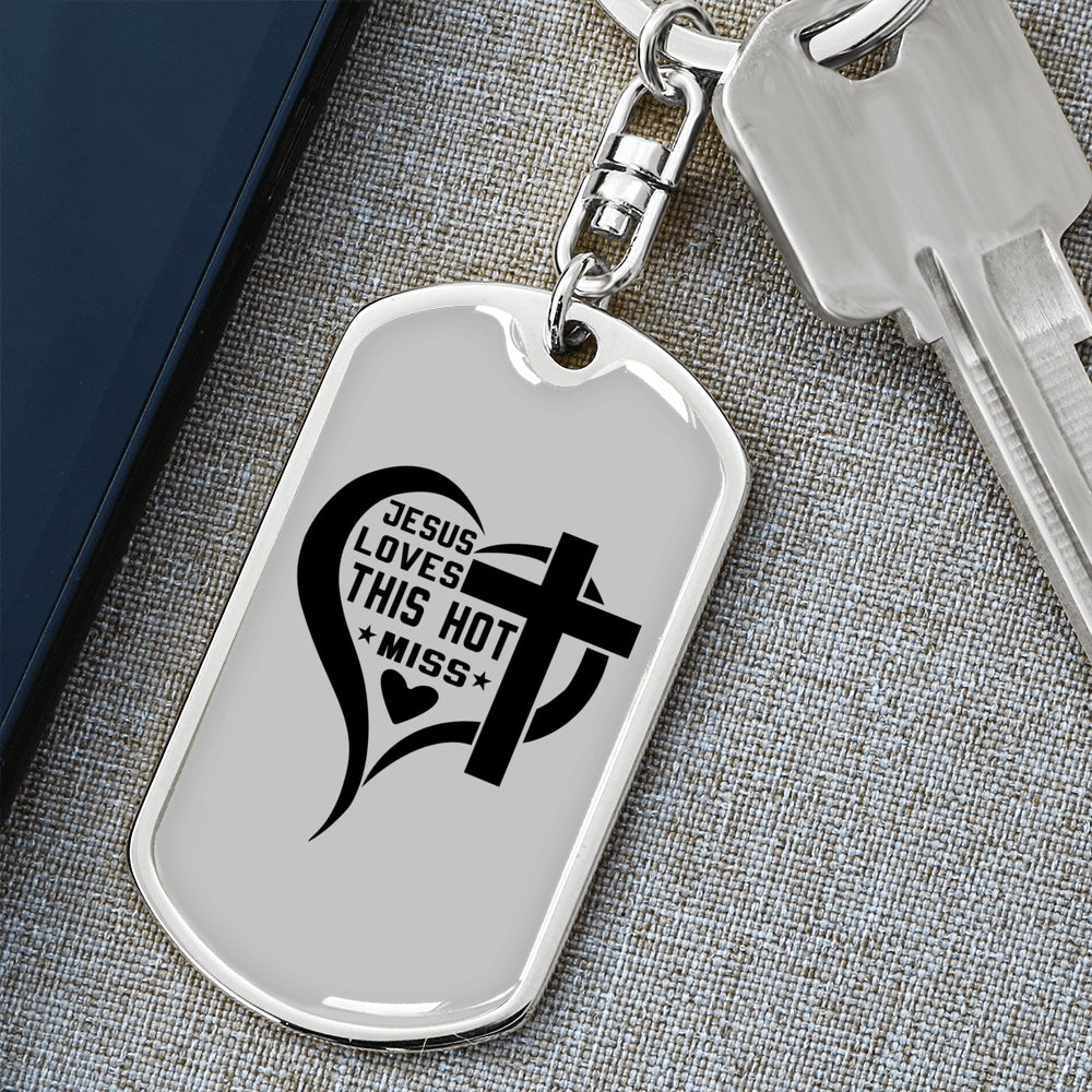 Jesus Loves This Keychain Stainless Steel or 18k Gold Dog Tag Keyring-Express Your Love Gifts