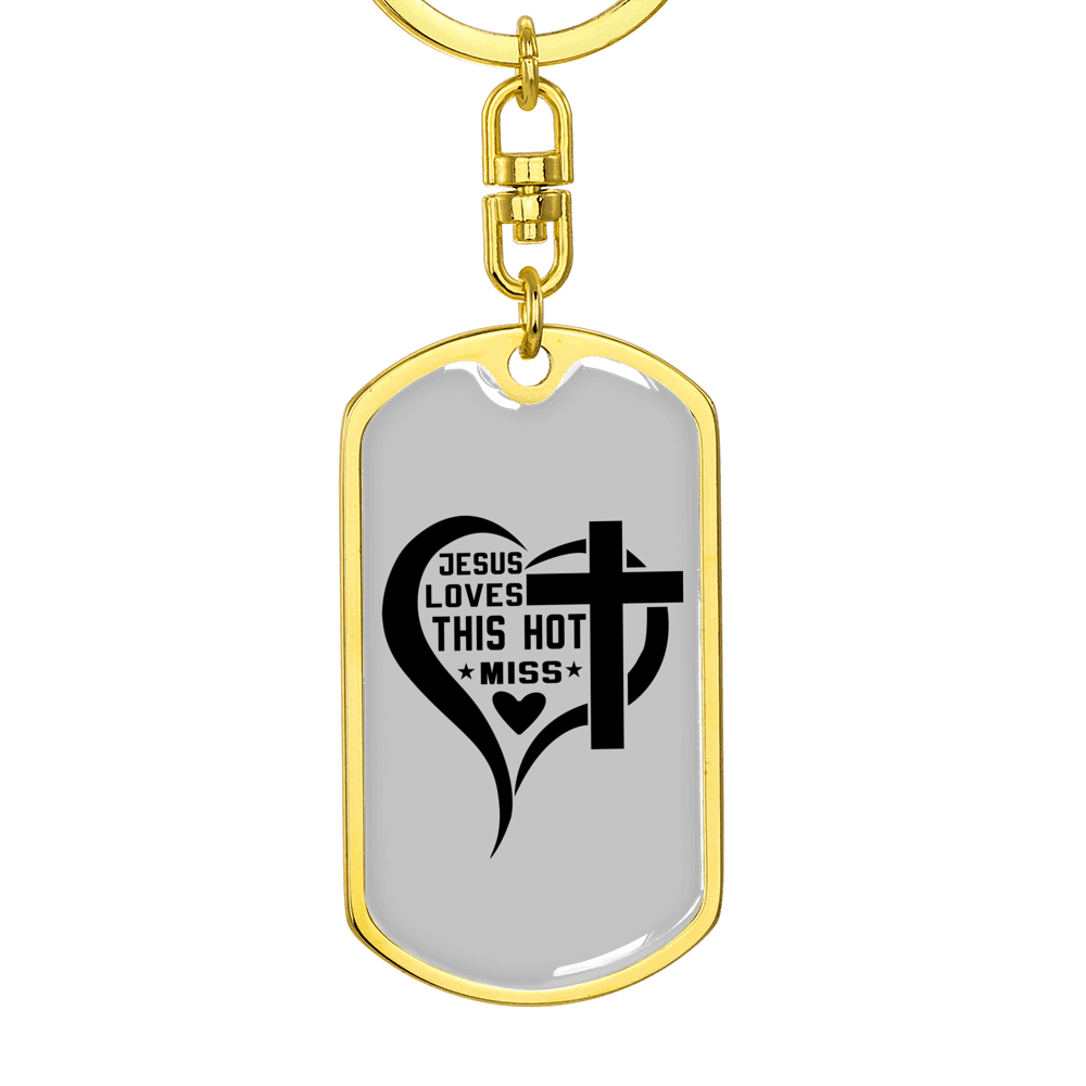 Jesus Loves This Keychain Stainless Steel or 18k Gold Dog Tag Keyring-Express Your Love Gifts