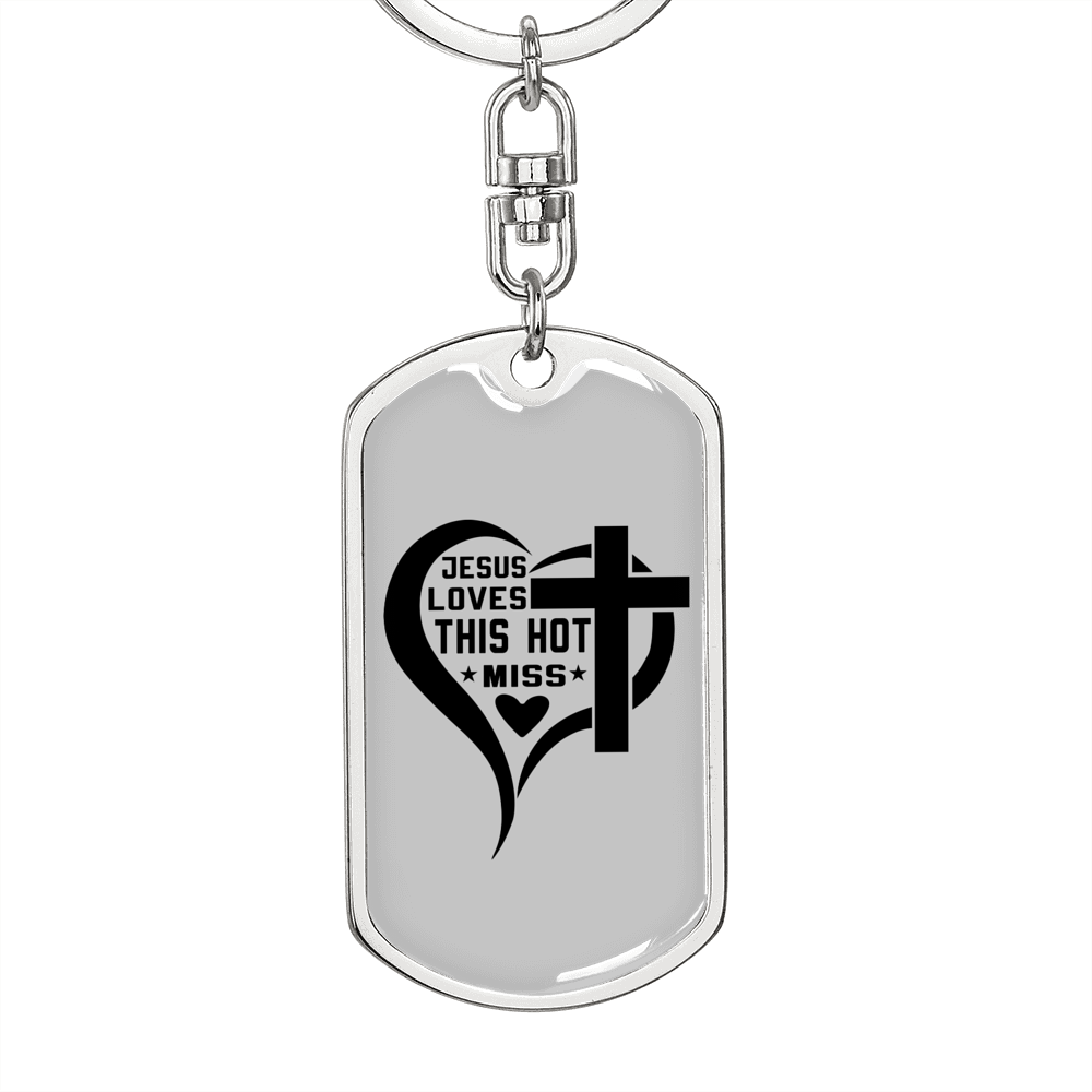 Jesus Loves This Keychain Stainless Steel or 18k Gold Dog Tag Keyring-Express Your Love Gifts