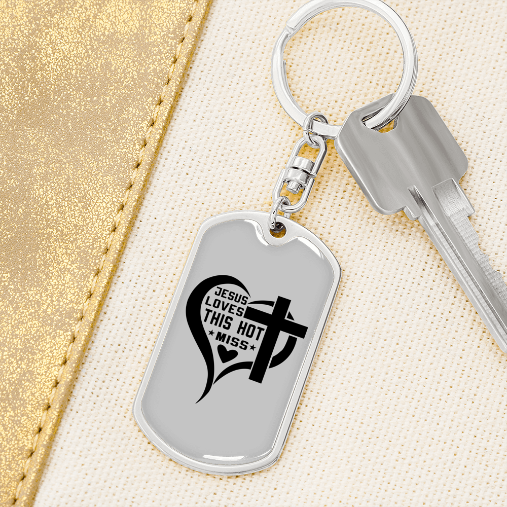 Jesus Loves This Keychain Stainless Steel or 18k Gold Dog Tag Keyring-Express Your Love Gifts