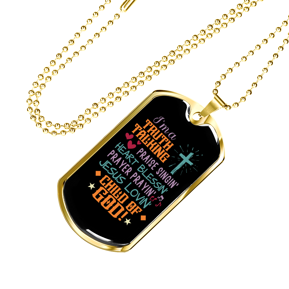 Jesus Lovin Christian Necklace Stainless Steel or 18k Gold Dog Tag 24" Chain-Express Your Love Gifts