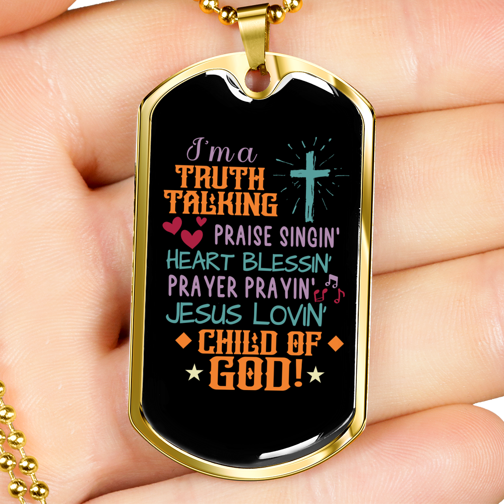 Jesus Lovin Christian Necklace Stainless Steel or 18k Gold Dog Tag 24" Chain-Express Your Love Gifts