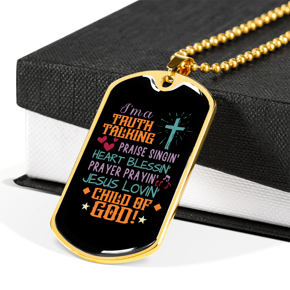 Jesus Lovin Christian Necklace Stainless Steel or 18k Gold Dog Tag 24" Chain-Express Your Love Gifts