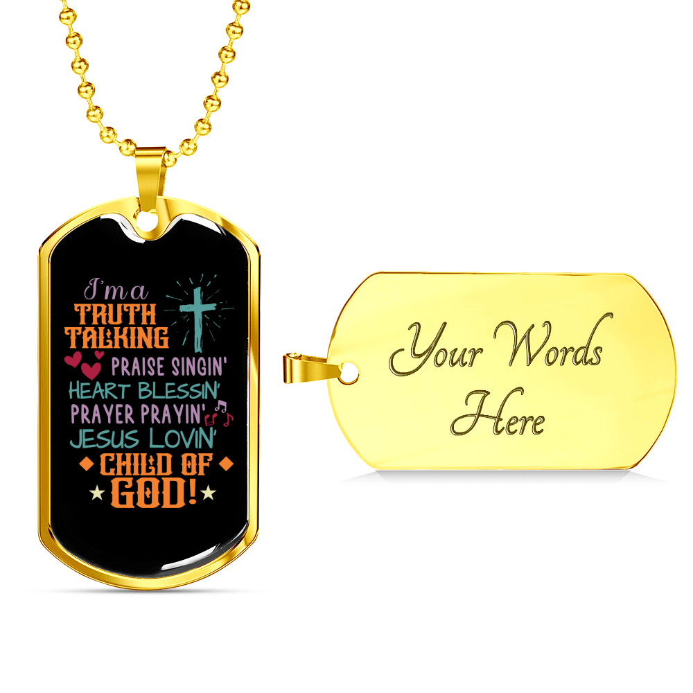 Jesus Lovin Christian Necklace Stainless Steel or 18k Gold Dog Tag 24" Chain-Express Your Love Gifts