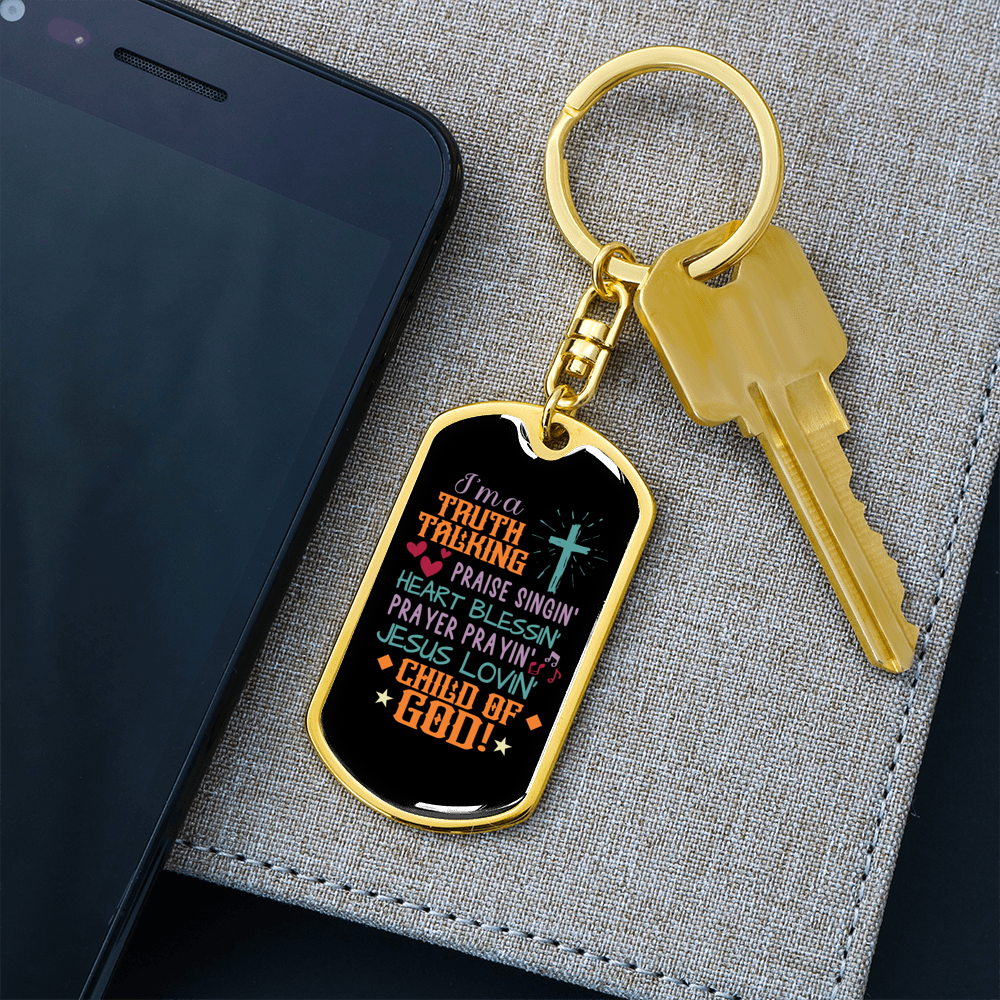 Jesus Lovin Keychain Stainless Steel or 18k Gold Dog Tag Keyring-Express Your Love Gifts