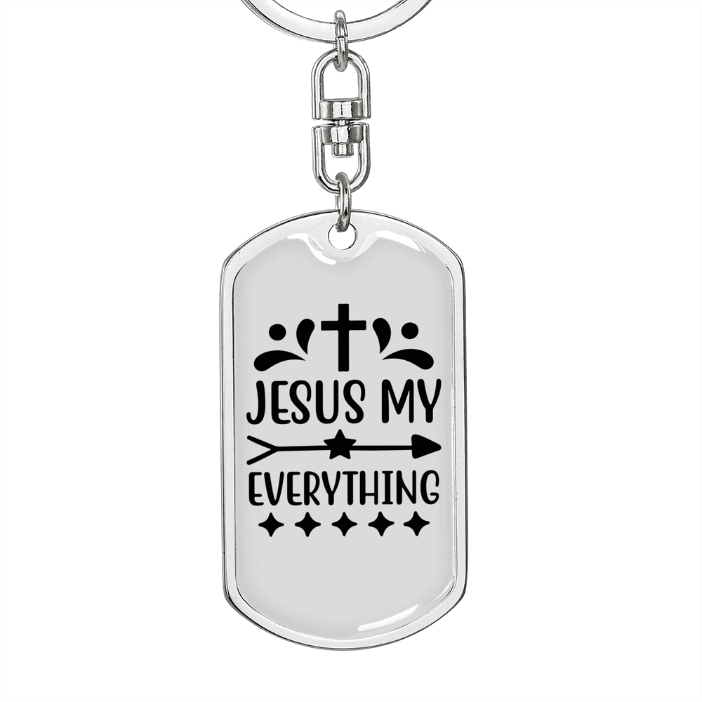 Jesus My Everything Keychain Stainless Steel or 18k Gold Dog Tag Keyring-Express Your Love Gifts