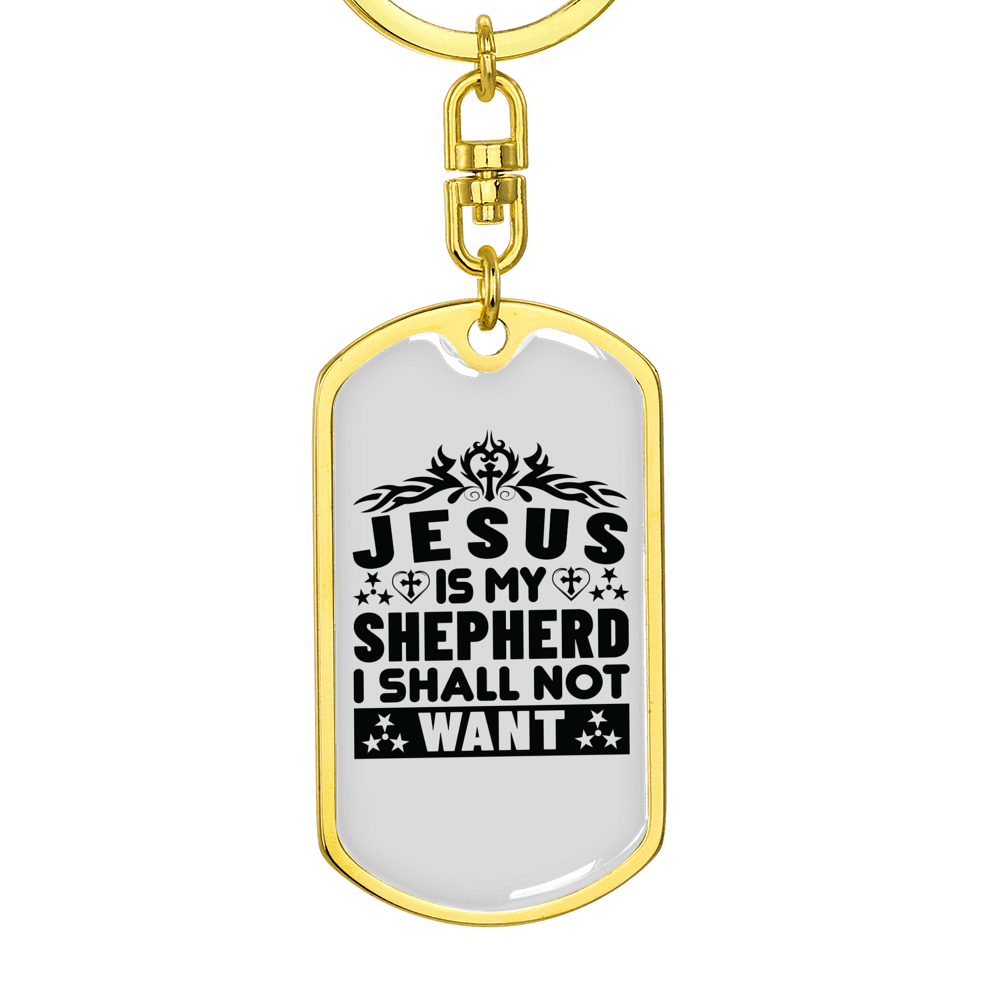 Jesus My Shepherd Black Keychain Stainless Steel or 18k Gold Dog Tag Keyring-Express Your Love Gifts