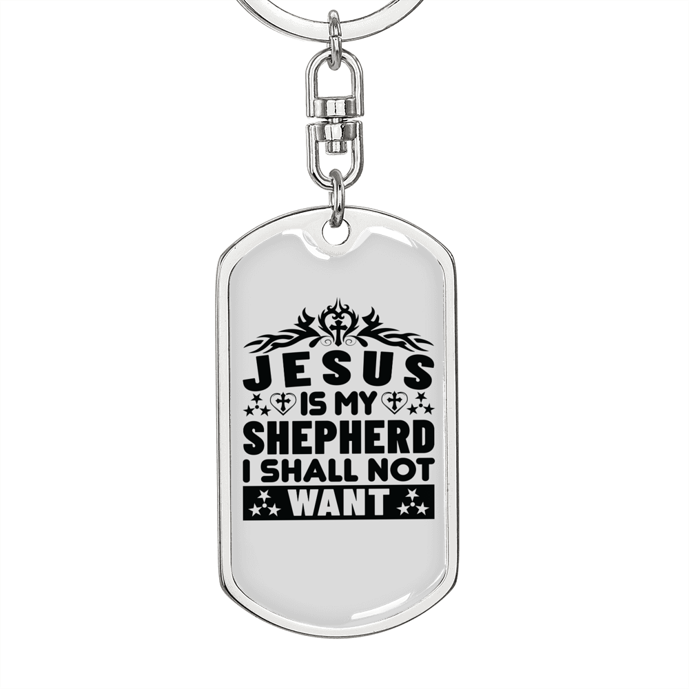 Jesus My Shepherd Black Keychain Stainless Steel or 18k Gold Dog Tag Keyring-Express Your Love Gifts