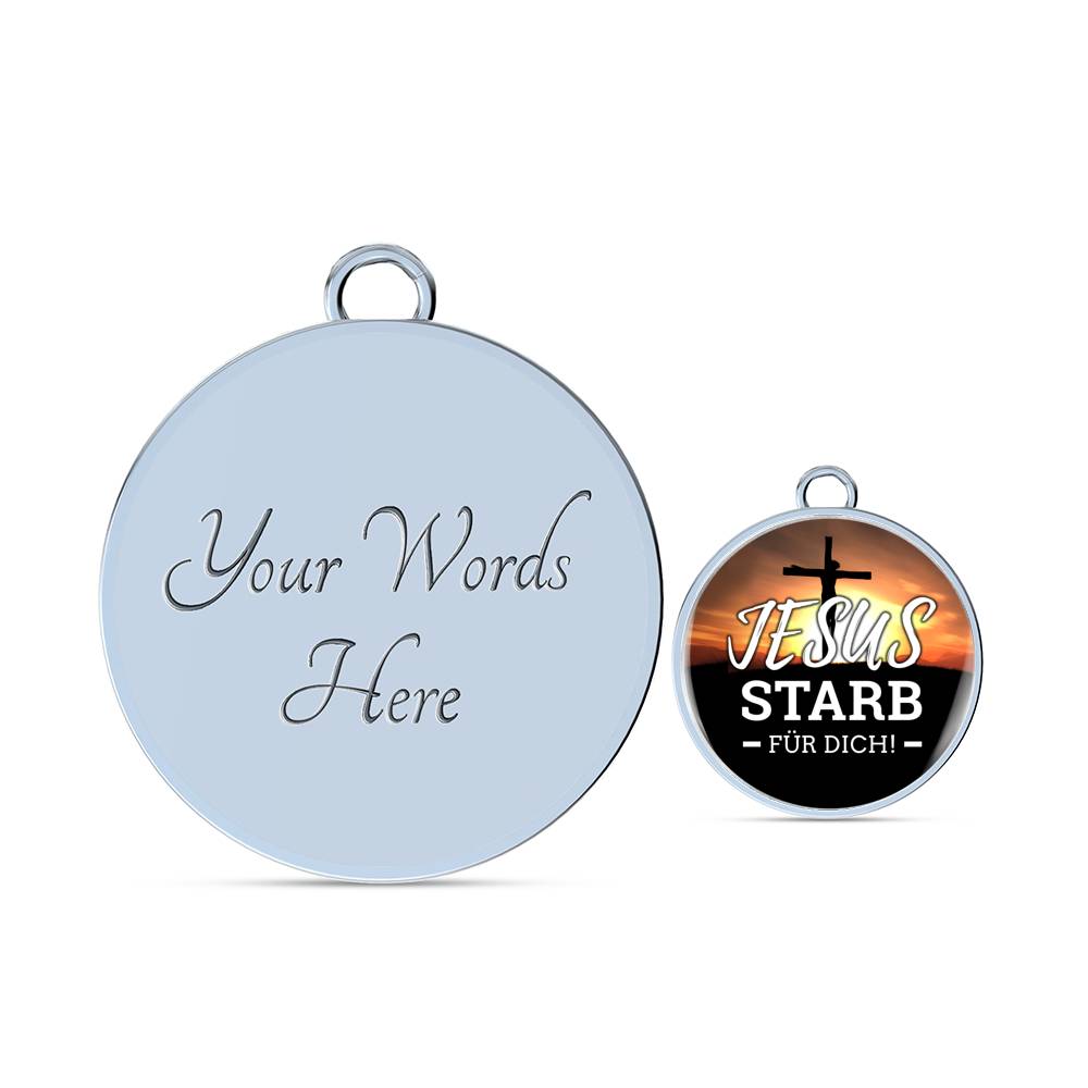Jesus Starb Fur Dich (Jesus Died For You) Stainless Steel or 18k Gold Circle Bangle Bracelet - Express Your Love Gifts