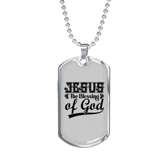 Jesus The Blessing Christian Necklace Stainless Steel or 18k Gold Dog Tag 24" Chain-Express Your Love Gifts