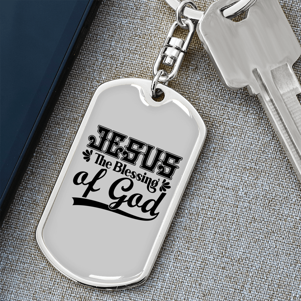 Jesus The Blessing Keychain Stainless Steel or 18k Gold Dog Tag Keyring-Express Your Love Gifts